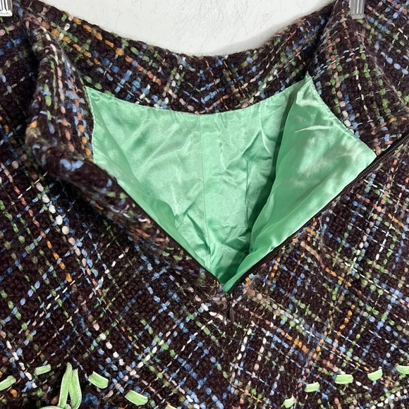 Anthropologie Elevenses Wool Blend Tweed Skirt Ribbon Trim Cottagecore Fall - Picture 9 of 12